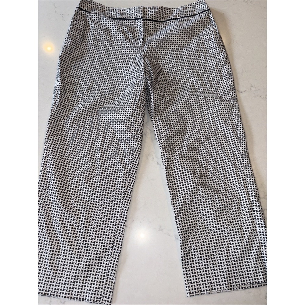 Talbots‎ Basket Weave Womens 12 Capri Length Pants Black White Stretch Cotton
